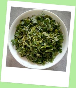 Bowl of chopped parsley