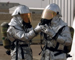 firefighters with oxygen masks